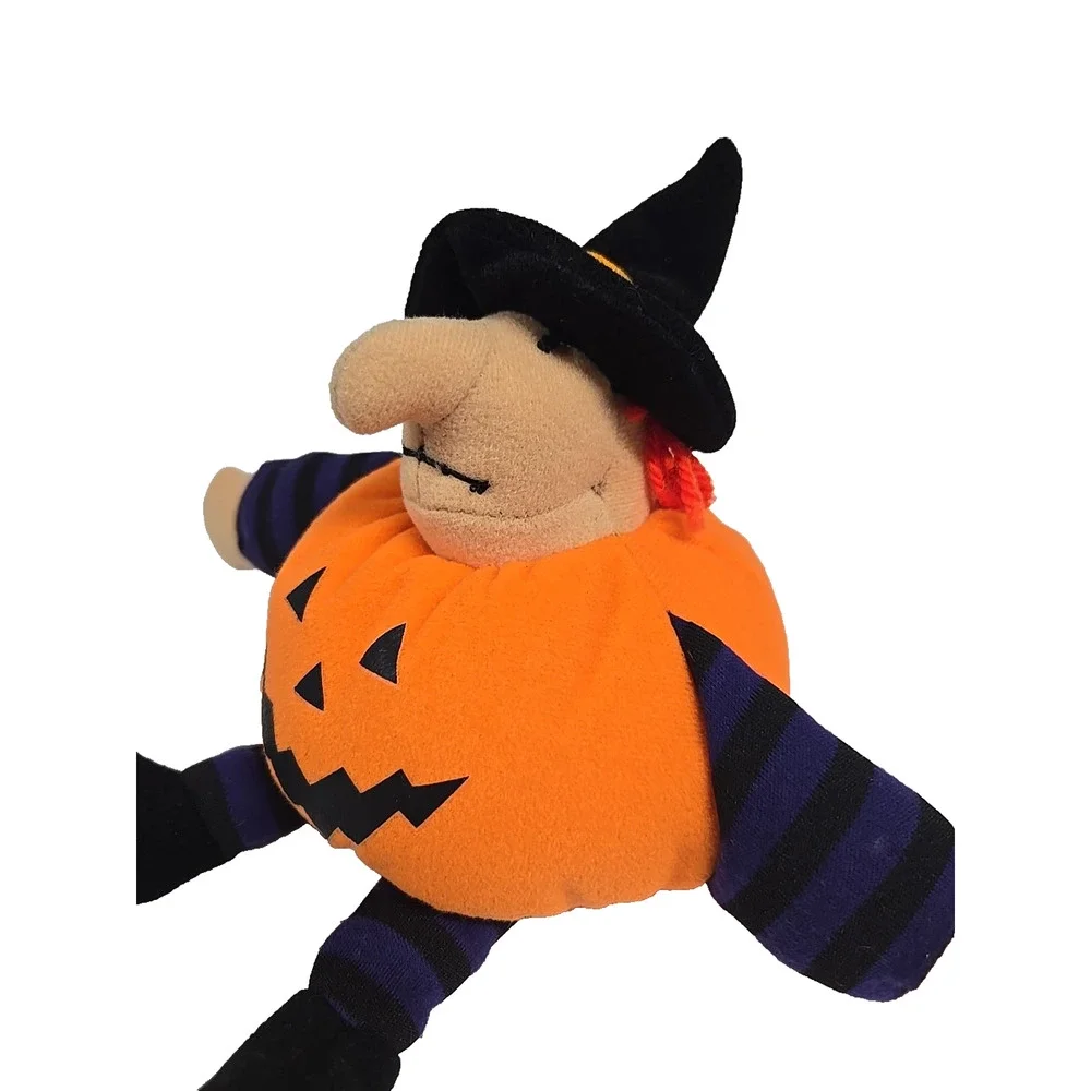 Toy Hut Vintage Halloween Witch Pumpkin Jack O Lantern Plush Stuffed Toy 6 Inch